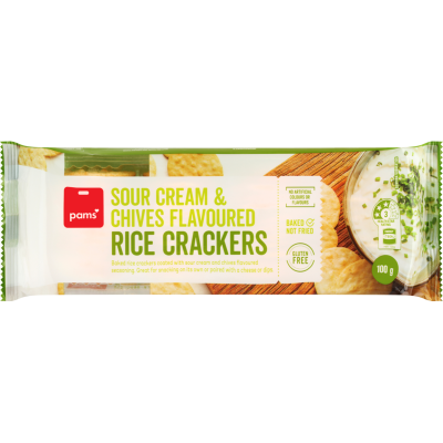 Pams Sour Cream & Chives Flavoured Rice Crackers