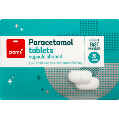 Pams Paracetamol Capsule Shaped Tablets