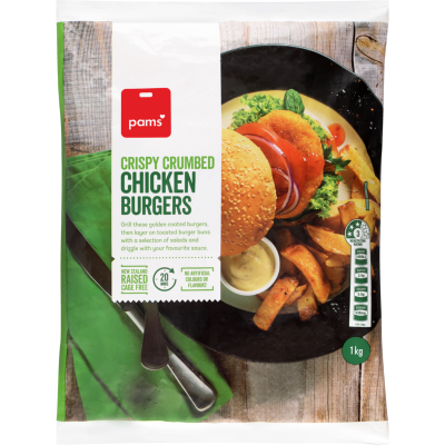Pams Crispy Crumbed Chicken Burgers