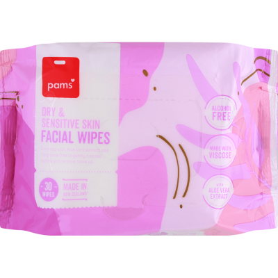Pams Dry & Sensitive Skin Facial Wipes