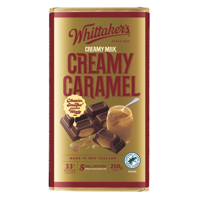 Whittaker's Creamy Caramel 33% Cocoa Milk Chocolate Block