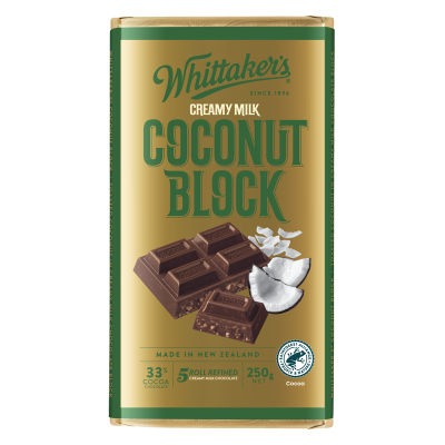 Whittaker's Coconut Block 33% Cocoa Milk Chocolate Block