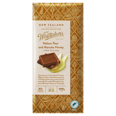 Whittaker's Nelson Pear & Manuka Honey Chocolate Block