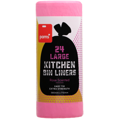 Pams Rose Easy Tie Extra Strength Large Kitchen Tidy Liners 58 x 71cm