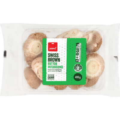 Pams Swiss Brown Button Mushrooms